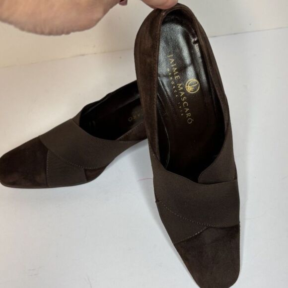 Jaime Mascaro Suede Brown Wedge Pump Slip On Shoes Comfort Stylish Spanish Made - Picture 5 of 8